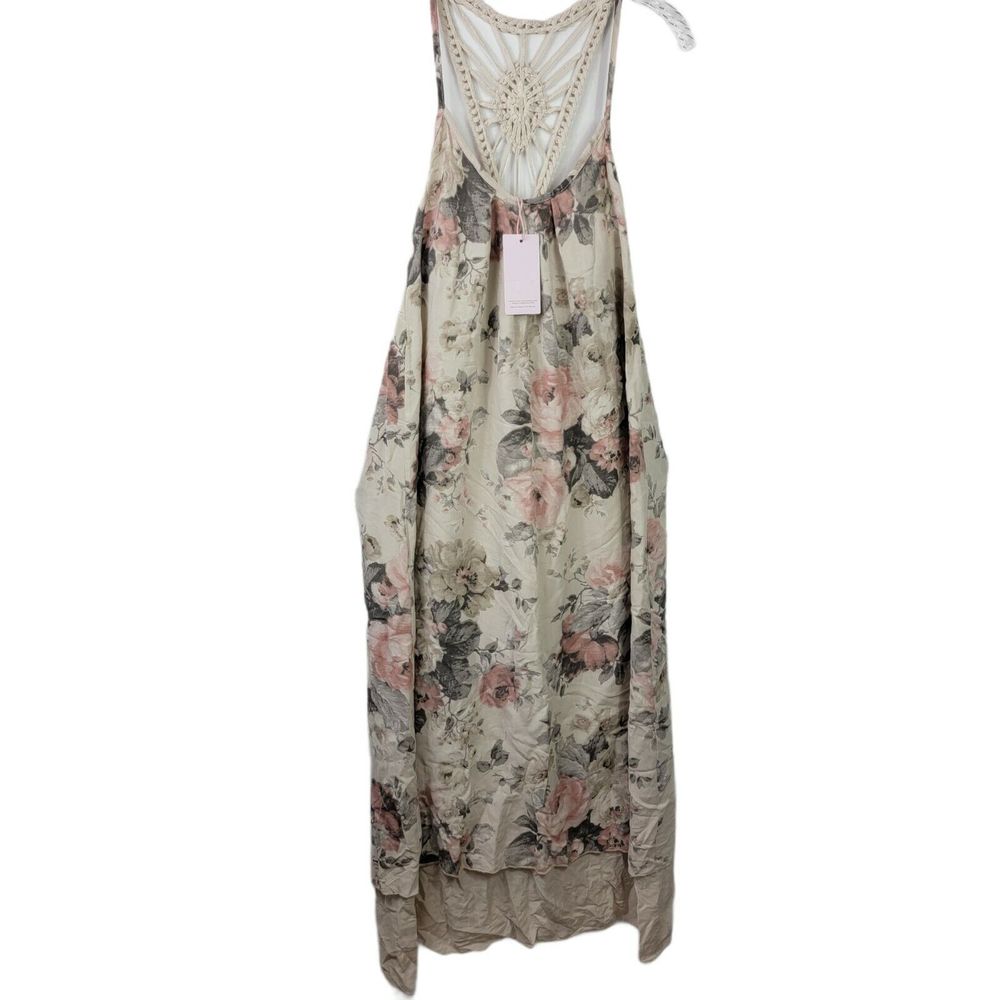 SCANDAL Italy Silk Floral Sleeveless‎ Dress  BOHO S/M